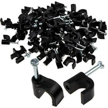 kenable Negro 100 x 6 mm Redendo Cable Clips Seguro Cierres Cables