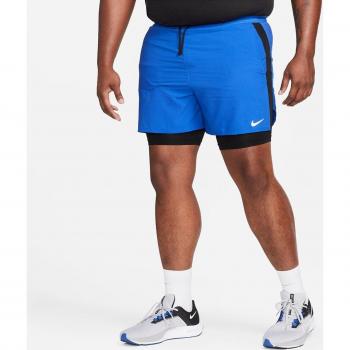 Nike - Short de hombre 2 en 1 Dri-FIT Stride, pantalón corto de running híbrido de 13 cm, color azul