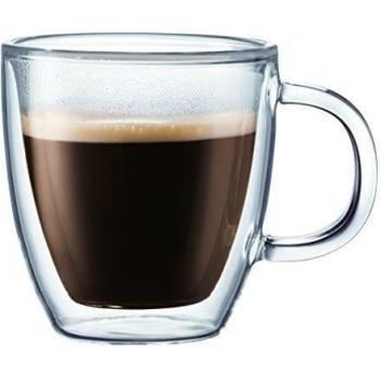 Bodum Bistro - Set de 2 tazas térmicas pequeñas, 0,15 l, borosilicato, transparentes