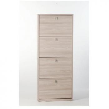 Zapatero Móvil Compacto de 4 Puertas Olmo Claro 63x18x154 cm Salvaspacio