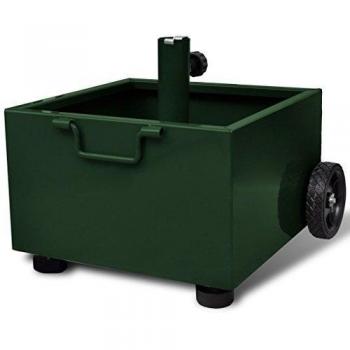 vidaXL Soporte de Sombrilla y Macetero Metal Verde Base de Parasol Jardinera