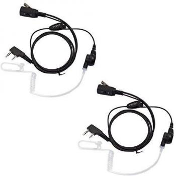 Coodio KHS9 Kenwood Radio Auriculares 2 Pin VOX/PTT Micro-Auricular Micrófono [Tubo Acústico] Seguridad y Bodyguard Para 2-Pin Kenwood Plug Walkie-Talkie Transceptor Emisor y Receptor PMR - Par