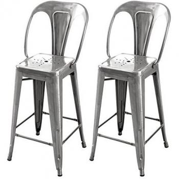 Set de 2 taburetes de cocina en metal cromado 67 cm - Indus