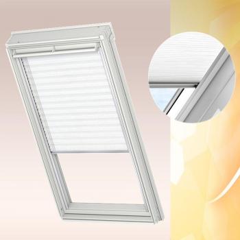 VELUX Cortina Plisada Ventana de Techo Original S08 / 608, Blanco con guía Lateral Gris