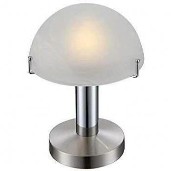 Lámpara de mesa Globo Otti LED con pantalla de cristal satinado cromado, 1 bombilla E14, 195 lm, 3000 K