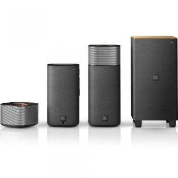 Philips Fidelio E5 (CSS7235Y/12) - Sistema Surround para cine en casa inalámbrico (Bluetooth, NFC, Subwoofer), negro y gris