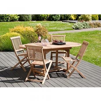 Mesa de jardín ovalada extensible de teca para 4/6 personas - 180 cm