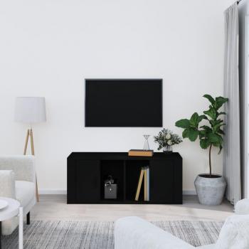 Mueble para TV de madera contrachapada negra 100x35x40 cm