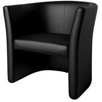 Sillón Comfivo 271, Cuero Ecológico Negro, Patas de Plástico, 55x74x50cm