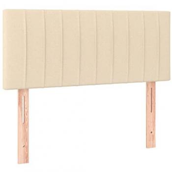 Cabecero con LED de tela color crema 90x5x78/88 cm