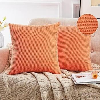 Deconovo Funda Cojin Almohada, para Salon Comedor, de Pana Suaves Decorativas, 2 Piezas, 40x40cm, Naranja