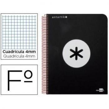 CUADERNO ANTARTIK TAMAÑO FOLIO DE CUADRICULA 4 MM COLOR NEGRO