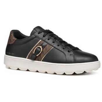 Geox Spherica Ecub-1 Deportivas Planas Mujer Negro/Marrón Oscuro