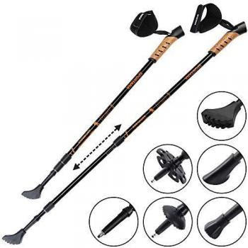 Bastones de Nordic Walking Naranjas Telescópicos 68-135 cm con Sistema Antichoque y Ergonomía Mejorada