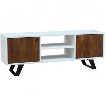 Mueble de TV DKD Home Decor Blanco 135 x 35 x 40 cm Metal Madera de mango