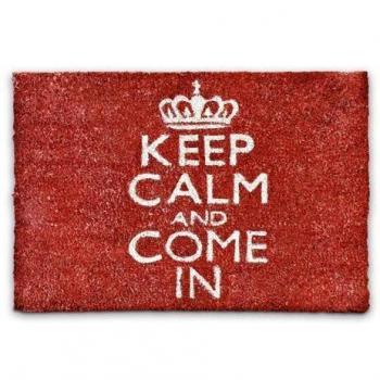 Felpudo Antideslizante de Coco Keep Calm And Come In 40 x 60 cm Rojo