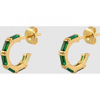 Pendientes Agatha Mini criollas Lucille Dorado Circonita Verde