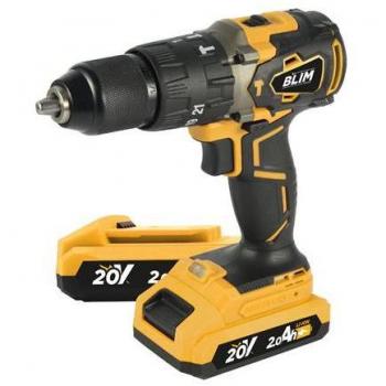 Blim Taladro Percutor a Batería 20V 2Ah - Motor Sin Escobillas - 68Nm Par Máximo - 2 Velocidades 0-500/0-2000RPM - Incl