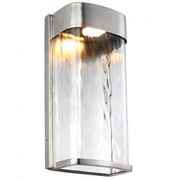 Aplique LED Bennie de acero pintado cepillado, altura 20,3 cm, pequeño de exterior, 1 luz, IP44