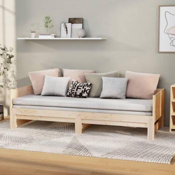 Sofá cama extraíble de madera maciza de pino 2x(80x200) cm color marrón