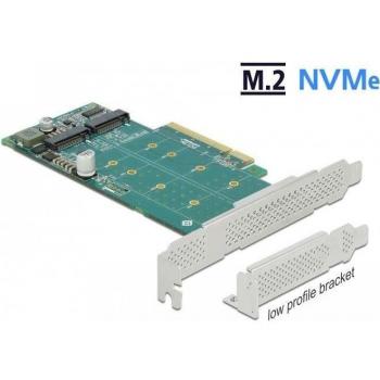 Tarjeta PCI Express x8 a 2 x M.2 NVMe Interno Key M - Bifurcación - Formato Bajo Perfil - Controlador de Almacenamiento