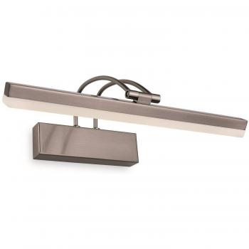 Aplique de pared LED para cuadro con 1 bombilla, acero cepillado, 8W