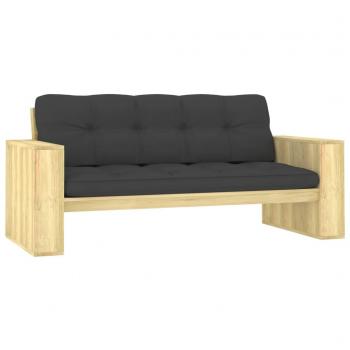 Banco de Jardín de 179 cm con Cojines Antracita en Madera de Pino Impregnada