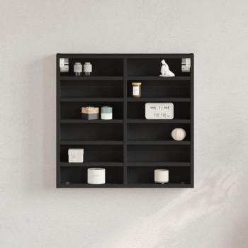 Gabinete vitrinas negro de madera de múltiples capas 60x8,5x58 cm