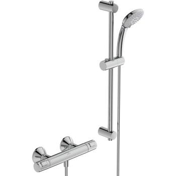 Grifo Termostático Ideal Standard Ceratherm T25 con Equipo de Ducha Cromo, Proyección 80 mm, Barra de Ducha 600 mm Estándar