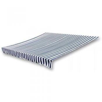 vidaXL Toldo de Repuesto para Jardín Patio de Lona Blanco y Azul a Rayas 6x3 m