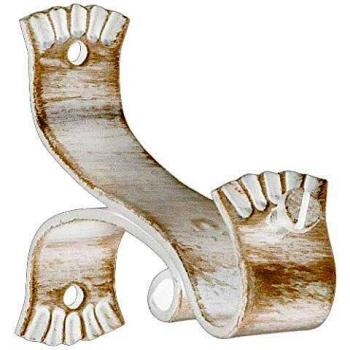 Soporte Forja Ø 20 mm. Ola Largo Marfil/Oro Juego 2 Piezas