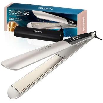 Plancha de Pelo Cecotec Lisse Keratin Essence Champagne, Placas Estrechas, Revestimiento Cerámico con Queratina y Aceite de Argán, Temperatura Regulable 130-230°C, Función HeatMax