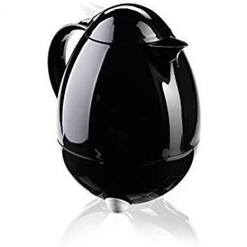 Leifheit Termo Columbus 1,0 L negro brillo intenso, termo grande con tecla de aroma para aprox. 8 tazas, termo portátil para servir con una mano