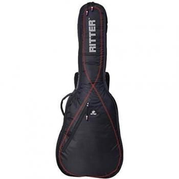 Ritter RGP2-C/BRD - Funda/estuche para guitarra clasica 4/4 con tejido repelente al agua, color negro con rojo