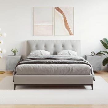 Mesita de noche de hormigón gris y madera multicapa, 2 piezas, dimensiones 40x40x50 cm