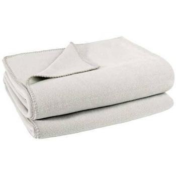 Zoeppritz - Manta de forro polar, color gris, 86% poliéster / 14% elastano, blanco roto, 160 x 200 cm