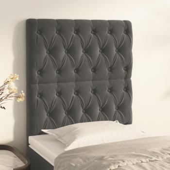 Cabecero de terciopelo gris oscuro 2 piezas 80x7x78/88 cm