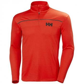 Camiseta Helly Hansen HP 1/2 Zip manga larga roja para hombre, talla M, con cremallera en el cuello y diseño Hydropower