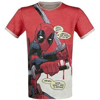Deadpool Camiseta para Hombre cómico más Grande de Todos los Tiempos Marvel Rojo Gris - XL