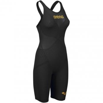 Bañador de competición de mujer Powerskin Carbon Glide OB Arena, negro amarillo, talla 38