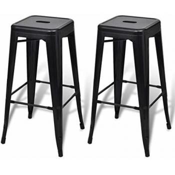 vidaXL Silla de Bar Taburete de Bar Sillas Altas Cuadrada 2 Piezas Negro