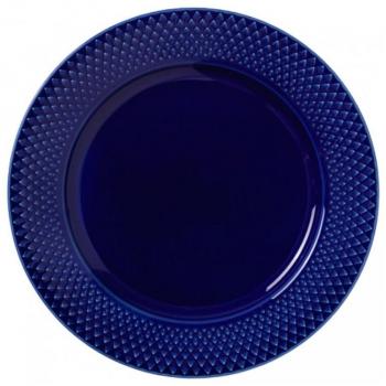 Plato Llano Rhombe 23 cm Color Azul Oscuro de Porcelana Lyngby