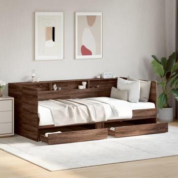 Sofá cama con cajones sin colchón 75x190 cm roble marrón vidaXL