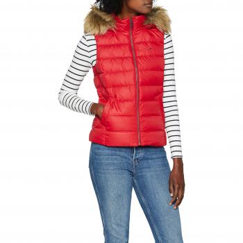 Tommy Jeans Mujer Essential Hooded Down  Chaleco Sin mangas  Rosado