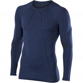 Camisa de Manga Larga de Lana Técnica Falke para Hombre Azul Noche