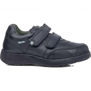 Gorila - Zapatillas de piel de niño en color azul marino con doble cierre adherente