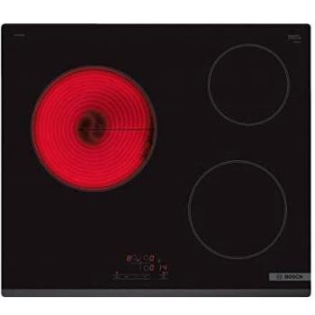 Placa Vitrocerámica BOSCH PKM63RBB8E 60 cm, 3 Fuegos, 5700W, TouchSelect, Color Negro
