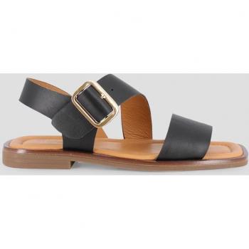 Sandalias planas de mujer de piel con tira horizontal Blogger ZITA negras 81449