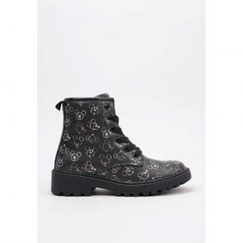 Geox J Casey Girl Dc Bota Militar Plana Niña Negro, Botas militares planas para niña, color negro, diseño moderno y cómodo, suela de goma antideslizante, cierre con cordones para un ajuste seguro