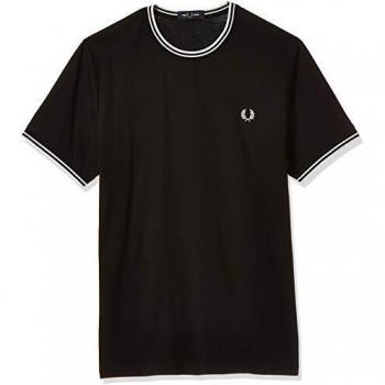 Fred Perry Twin Tipped T-Shirt - Men's - Black - Size: 44/Regular, 2X-Large, Short Sleeve
